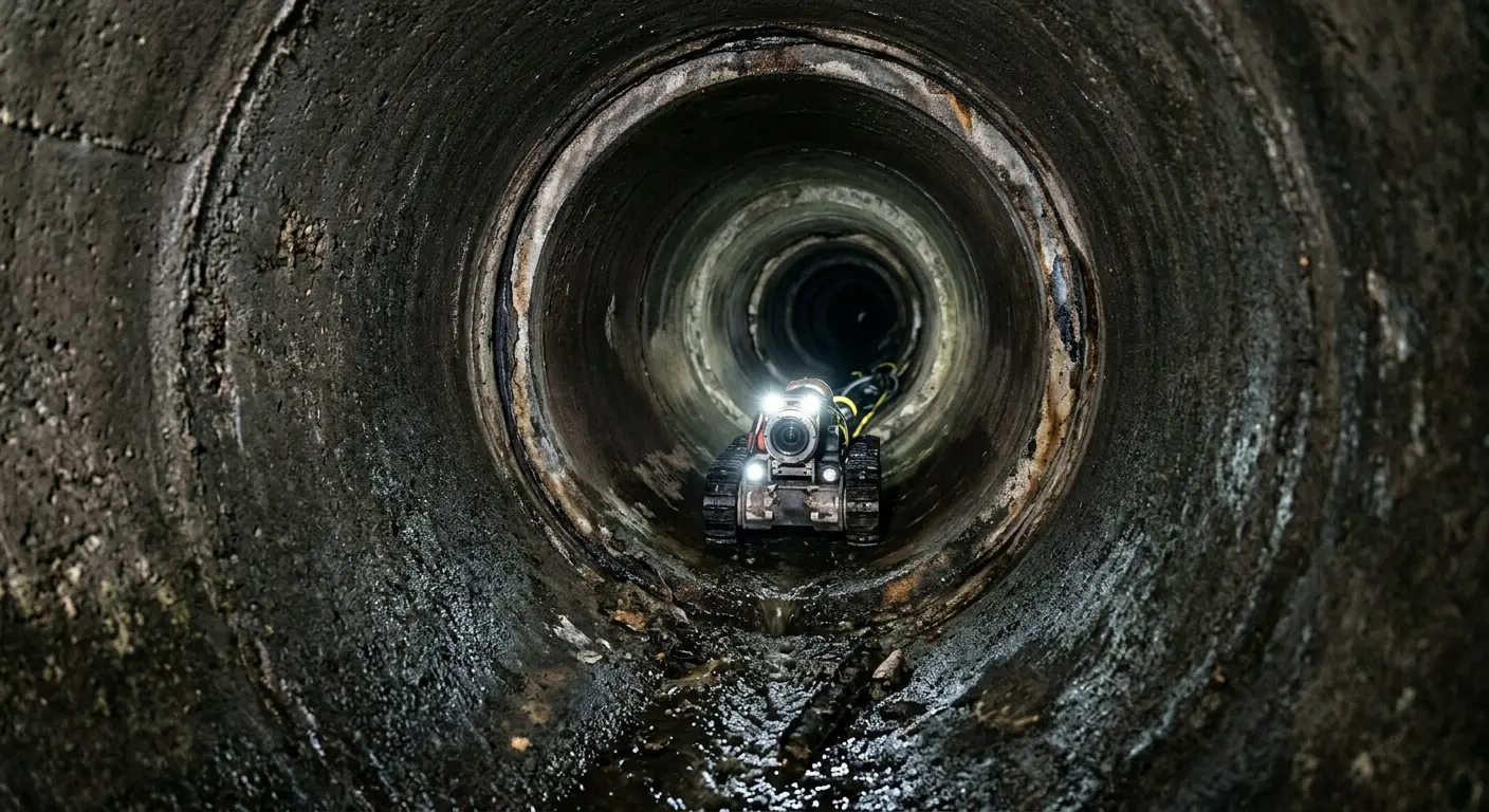 Robotic sewer camera inspecting pipe interior for Drain Snake Service in North Tonawanda